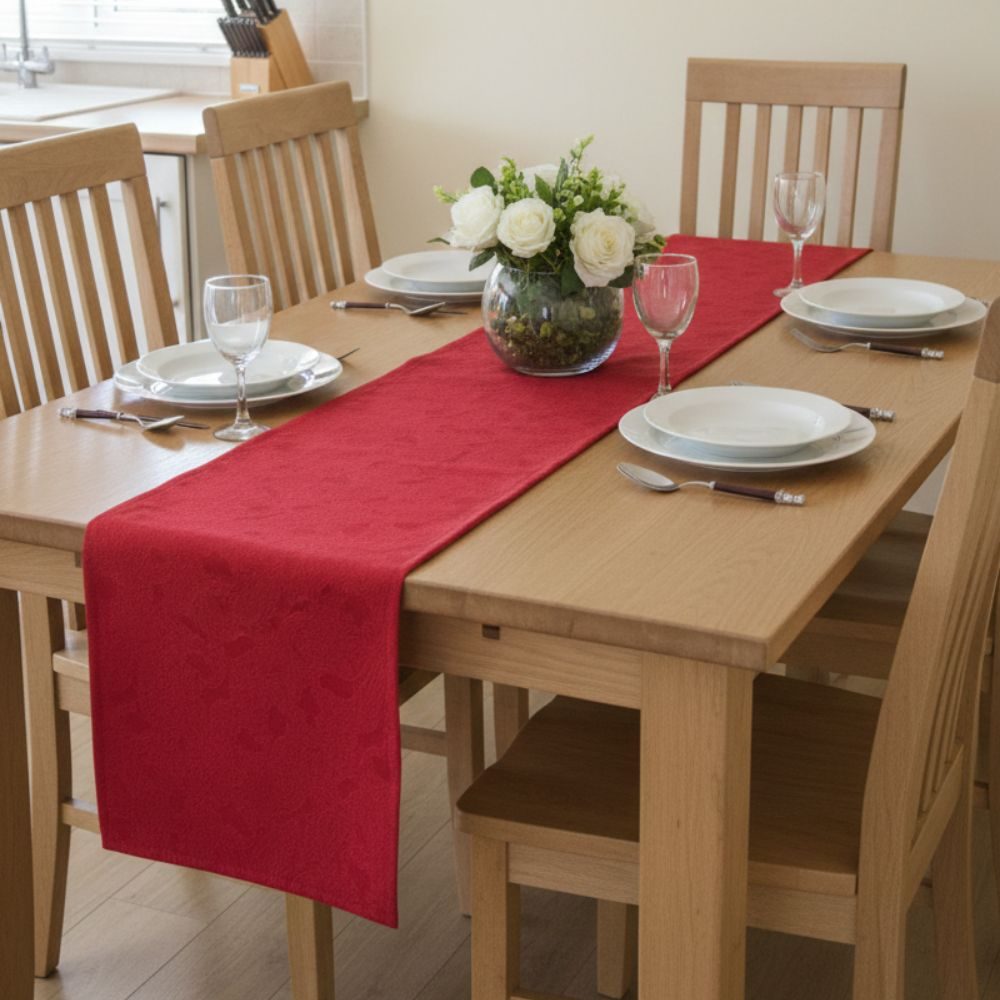 Red Jacquard Table Runner
